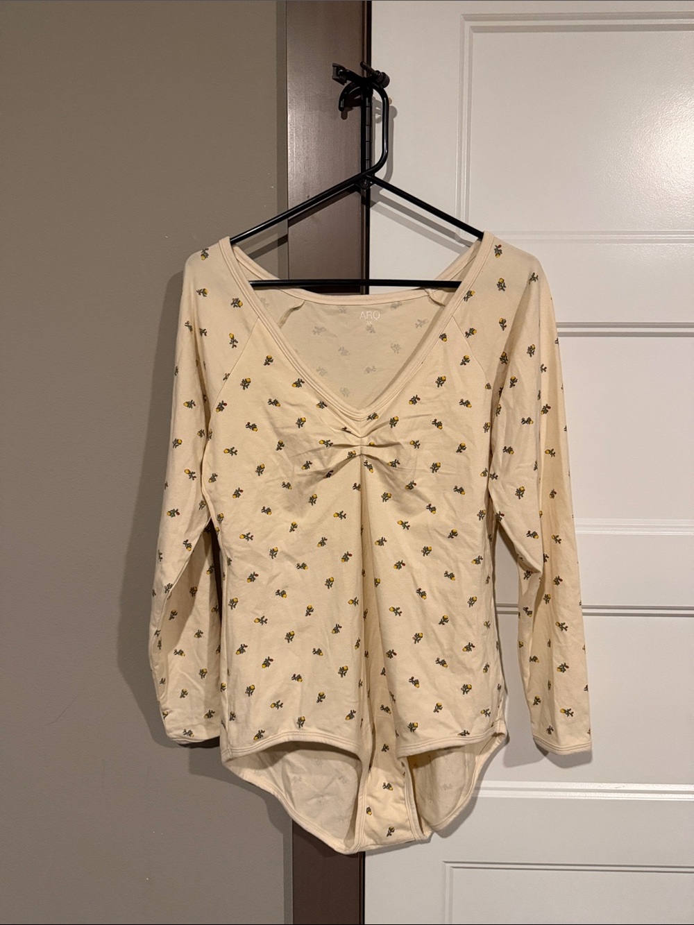ARQ Cream Floral Long-Sleeve Bodysuit